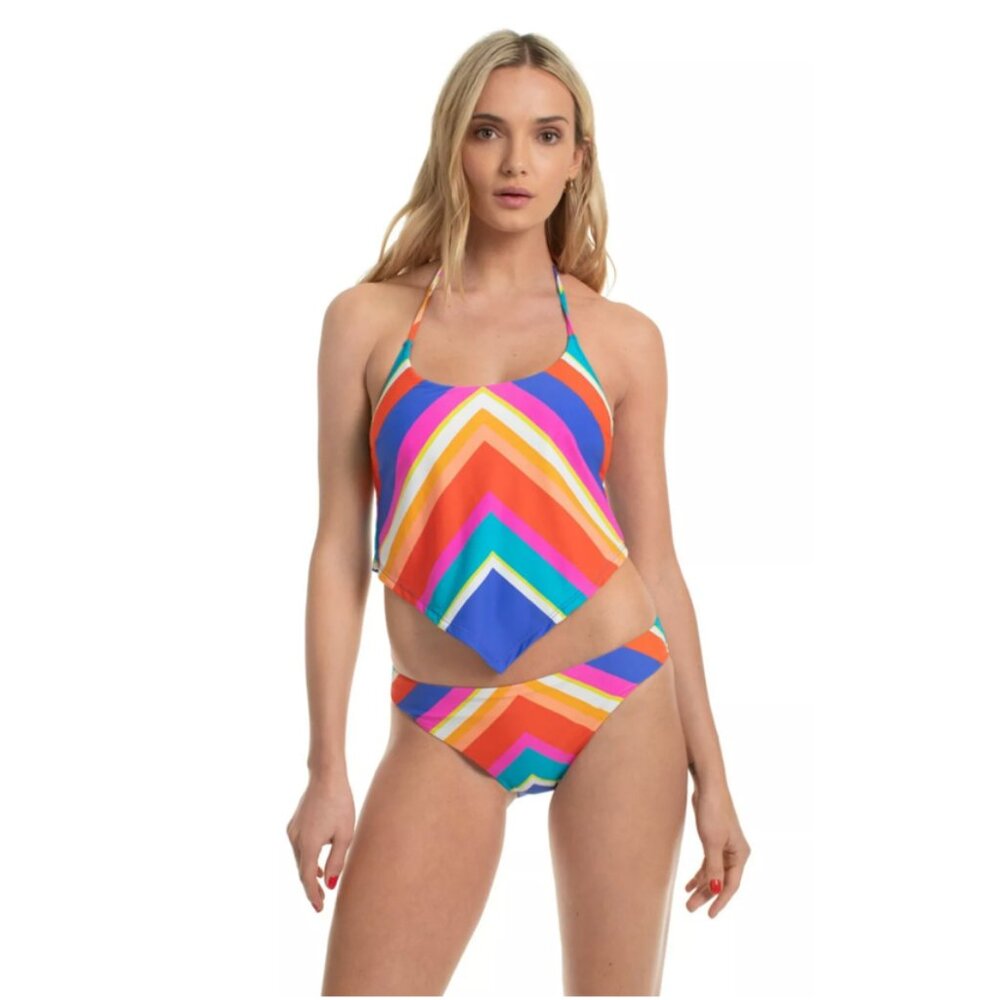 Trina Turk Sunset Chevron Handkerchief Tankini Top & Bottom Swimsuit Set size 12 - Picture 2 of 12